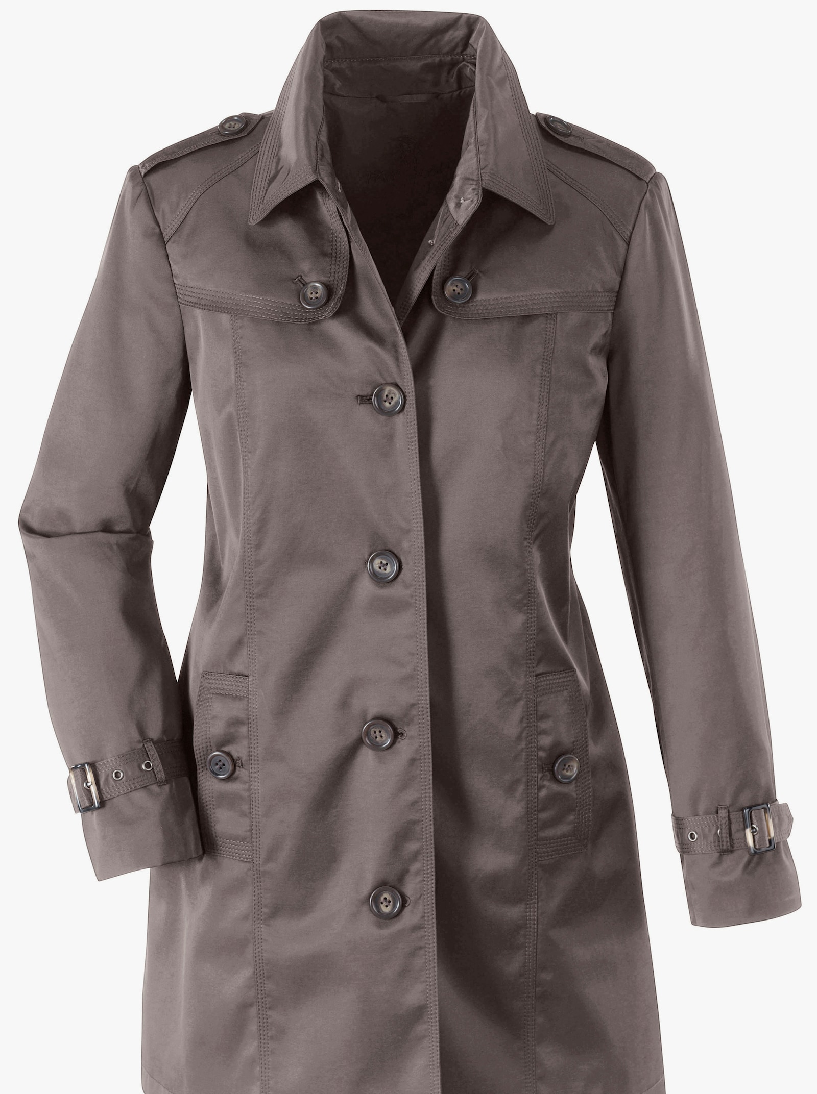 Kurzmantel in Trenchcoat-Optik - taupe