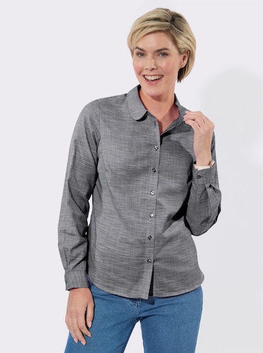 Langarmbluse mit Karo-Muster - schwarz-ecru-kariert