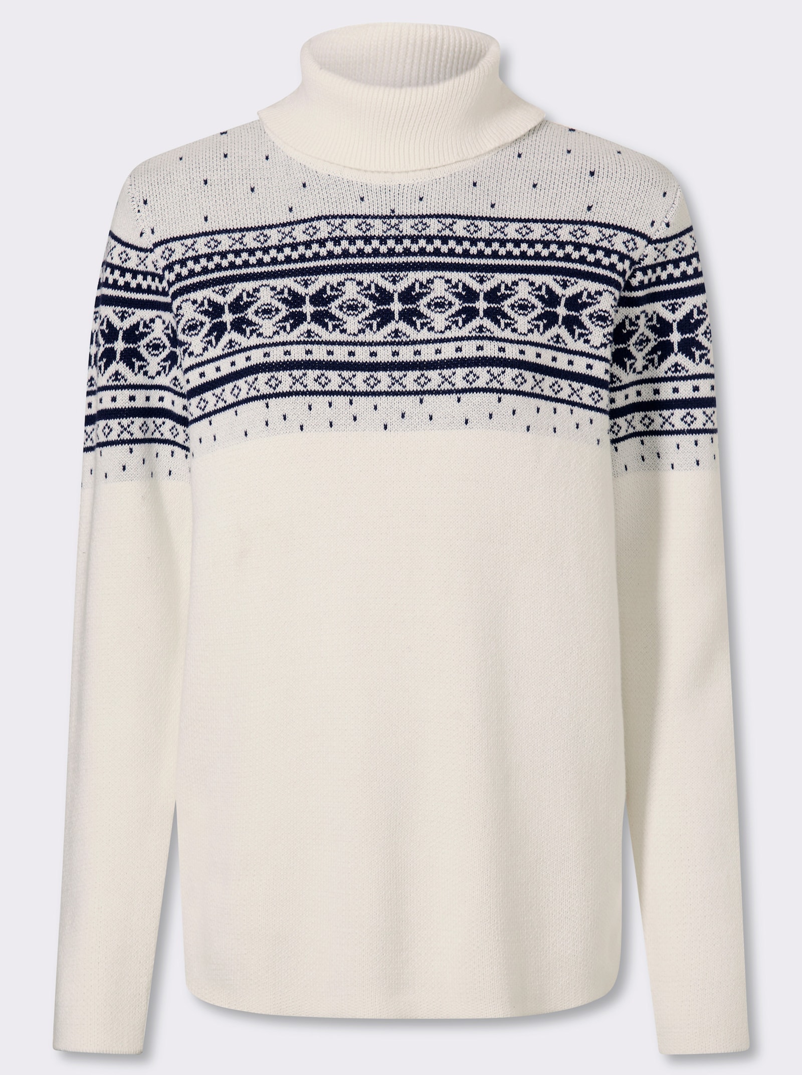 heine Jacquard-Pullover mit Norweger-Muster - ecru-marine-gemustert