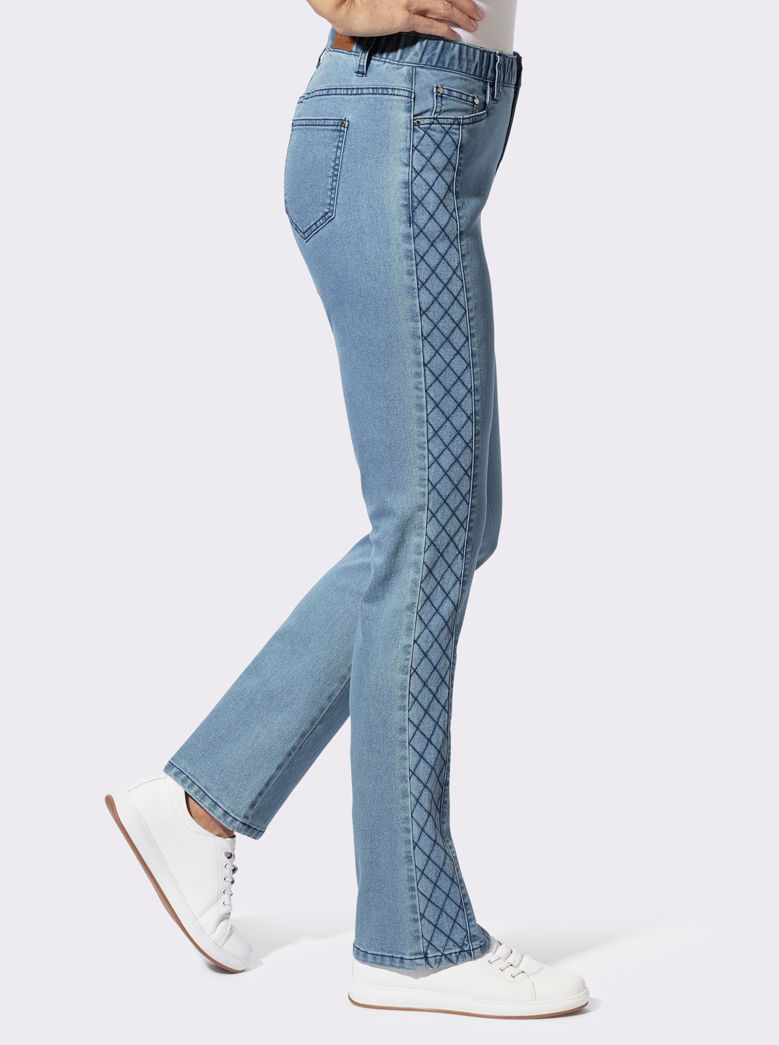 5-Pocket-Jeans mit Rauten-Steppung - blue-bleached