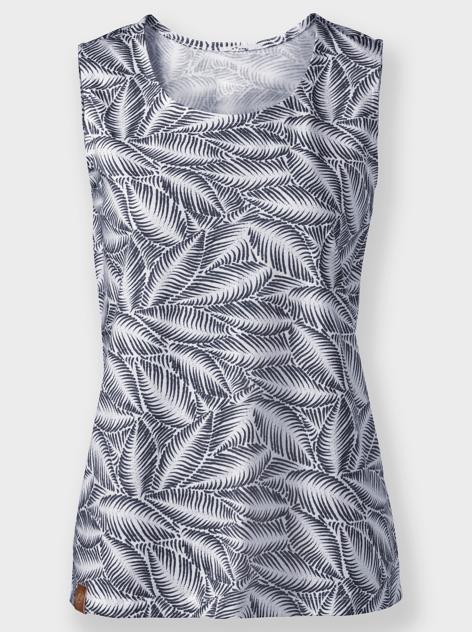 Shirttop im Blätter-Druck - marine-ecru-bedruckt