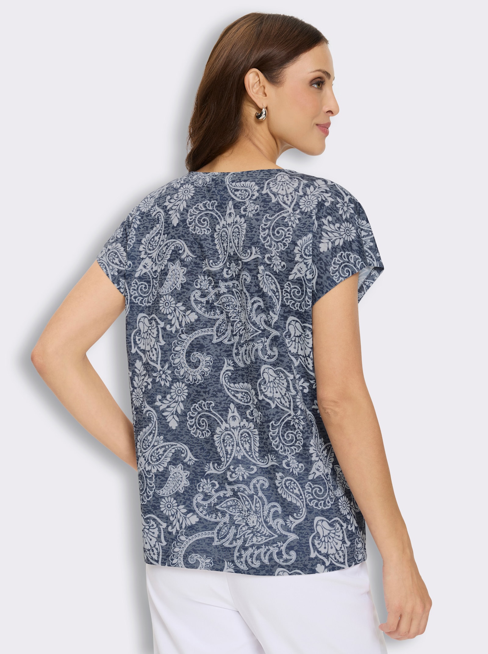 Rundhalsshirt in Ausbrenner-Qualität - marine
