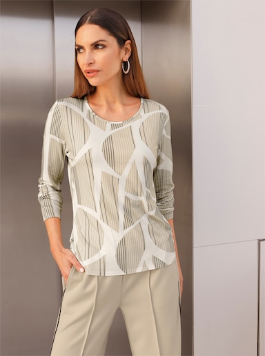 Rundhalsshirt mit Grafik-Muster - sand-ecru-bedruckt