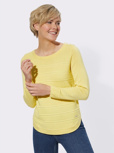 Rundhalspullover mit Strukturmuster - zitrone