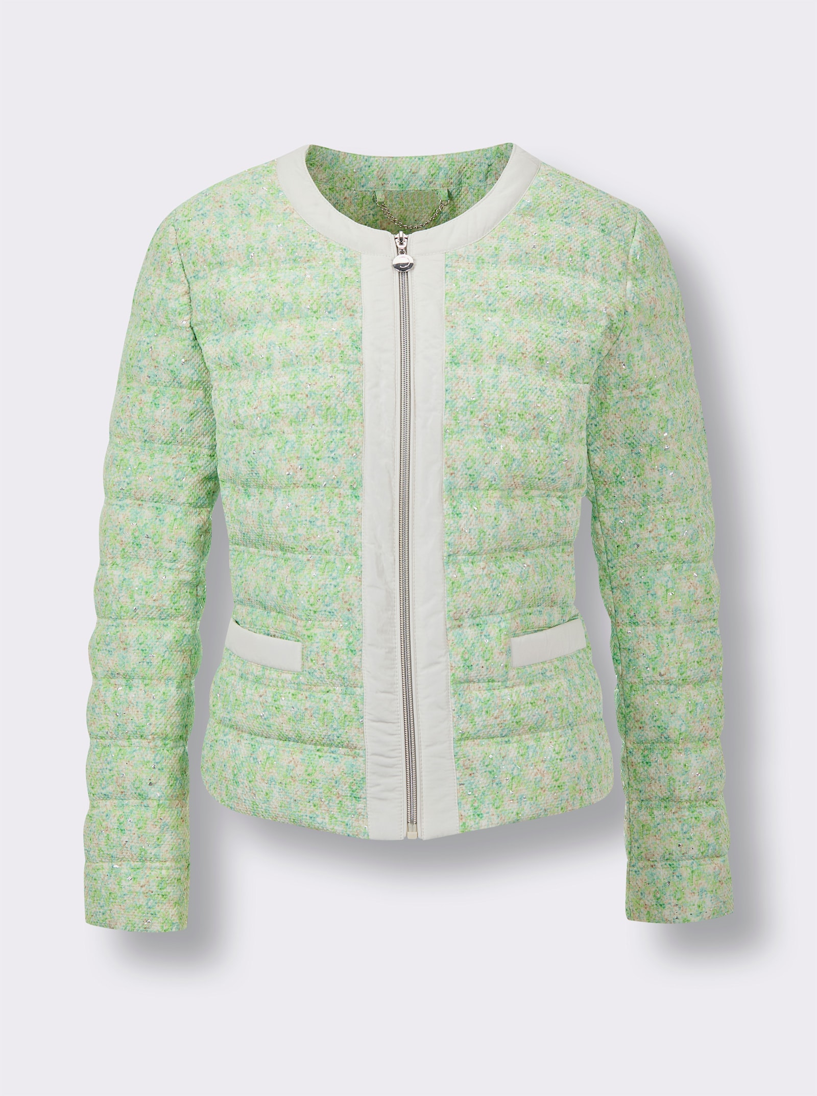 CREATION L PREMIUM Veste en duvet avec motif matelassé horizontal - réséda-écru imprimé