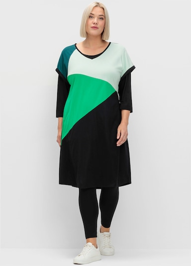 sheego Shirtkleid - schwarz-grün
