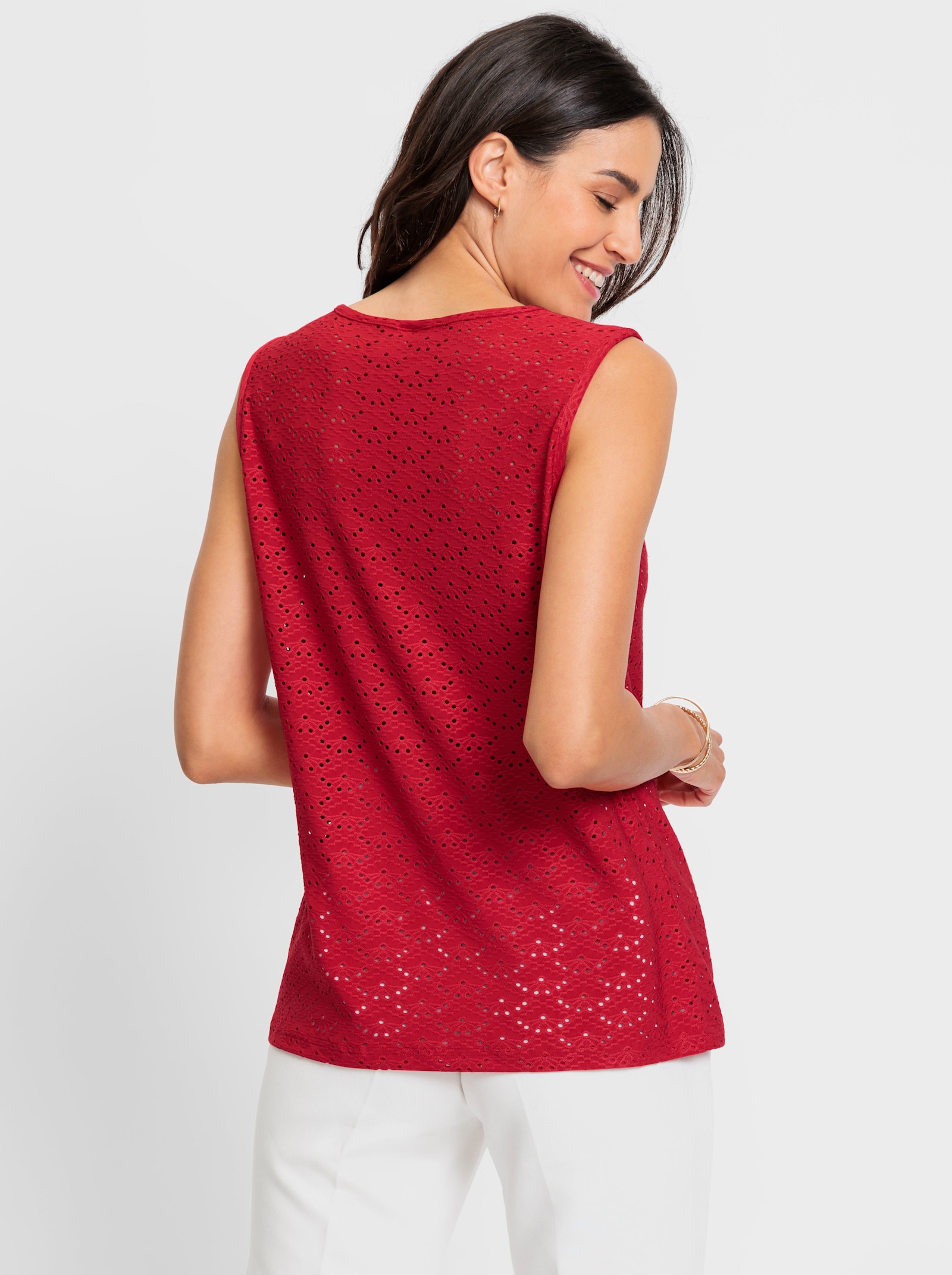 Shirttop mit Jacquard-Dessin - erdbeere
