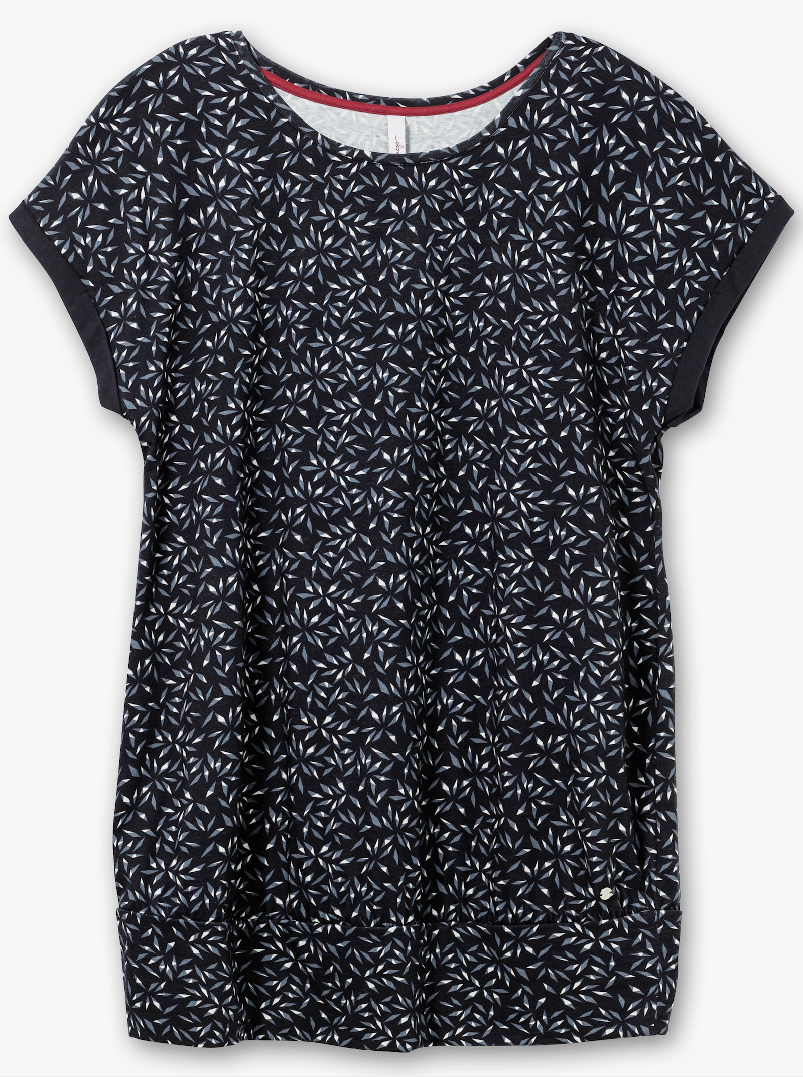 sheego Freizeitkleid mit Alloverdruck und breitem Saum - marine bedruckt