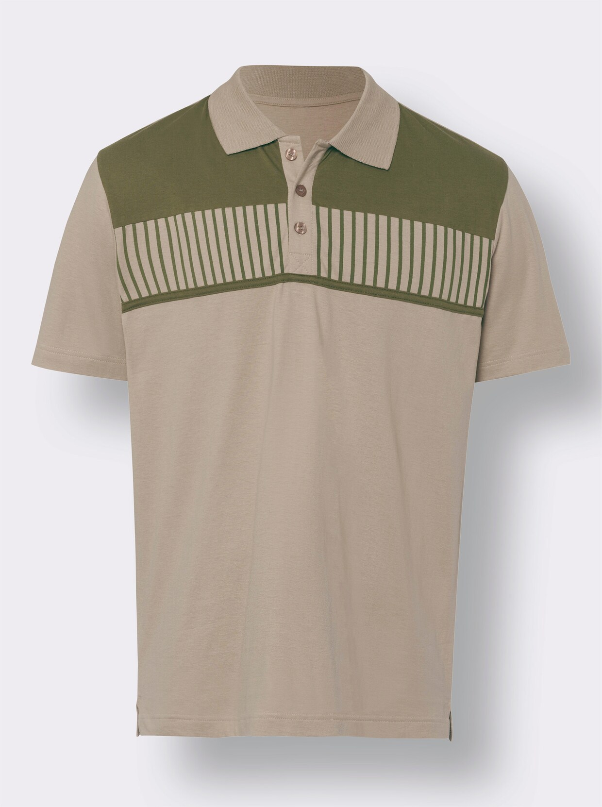 Kurzarm-Poloshirt - sesam-oliv