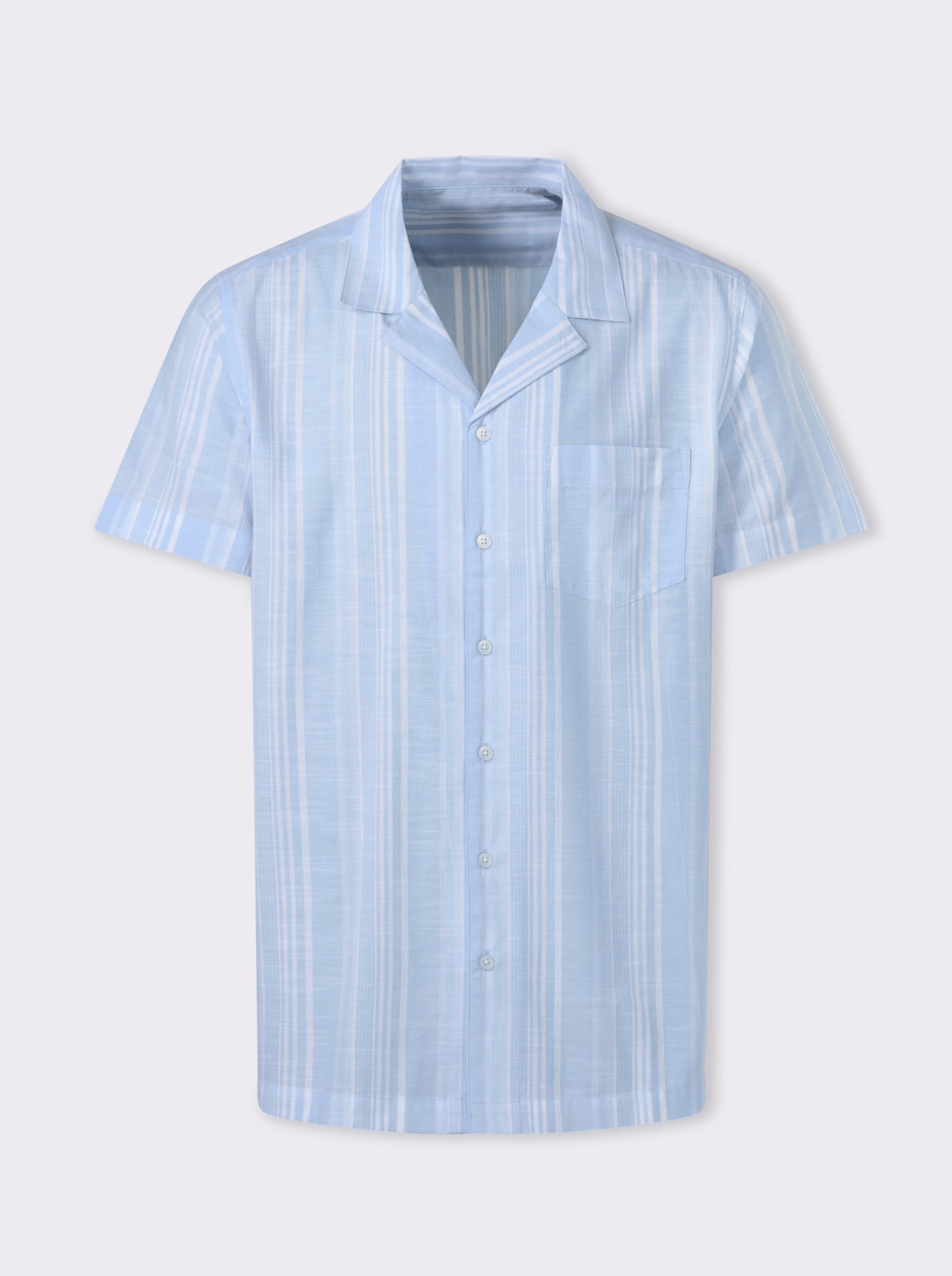 Catamaran Kurzarmhemd mit Streifen-Dessin, garngefärbt - hellblau-weiss-gestreift