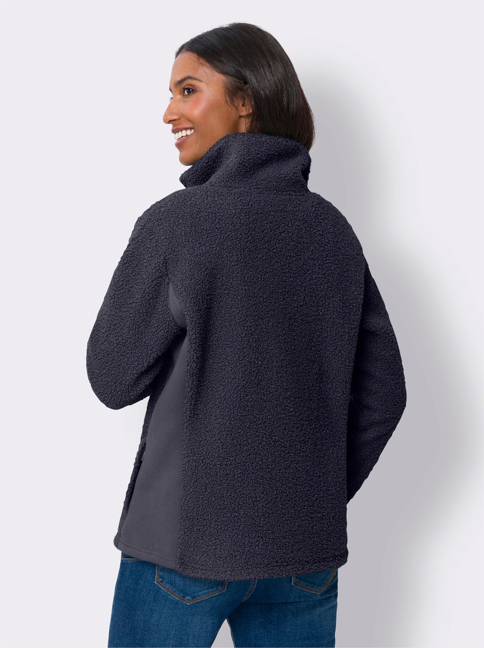 heine Freizeitjacke aus Teddy-Fleece - marine