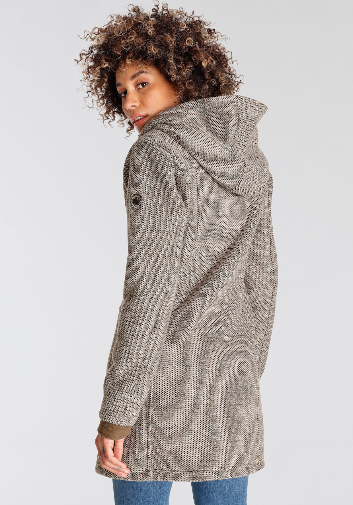 Strickmantel - beige-braun