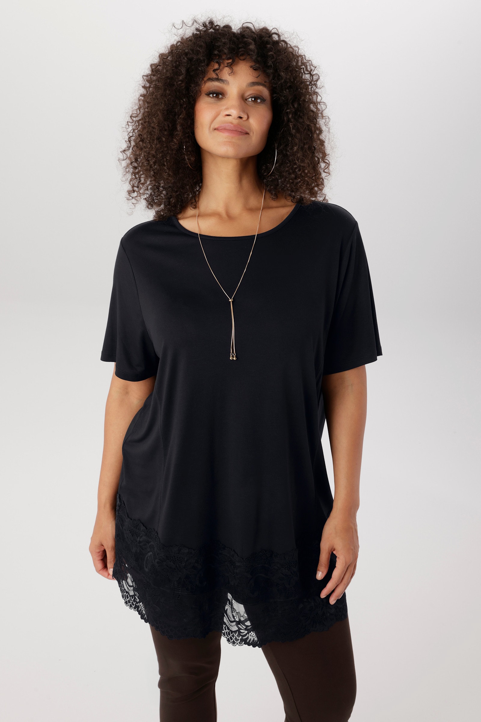 Aniston PLUS Spitzenshirt - schwarz