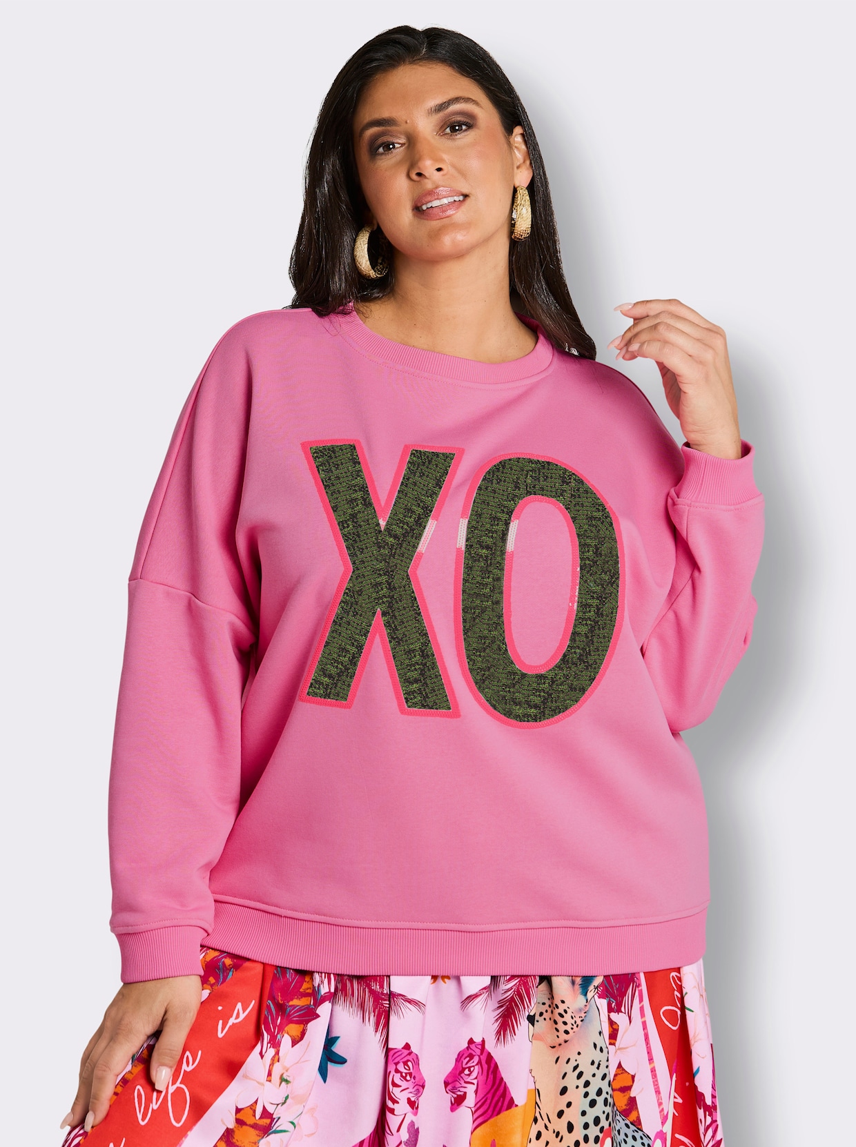 sheego loves miss goodlife Sweatshirt mit Front- und Rückenprint - altrosa-pink-bedruckt