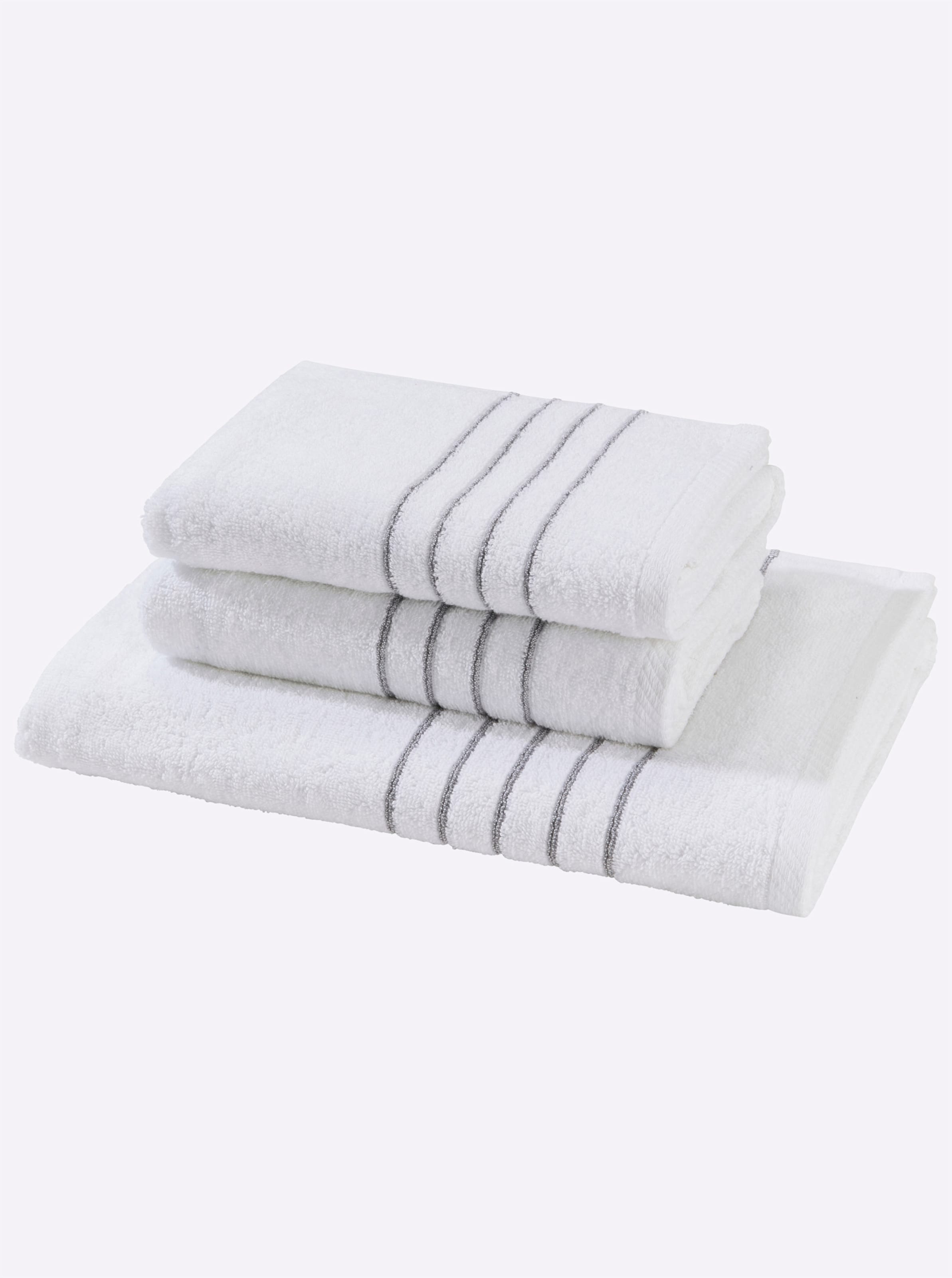 PRO SET günstig Kaufen-Handtuch in weiß von wäschepur. Handtuch in weiß von wäschepur <![CDATA[Sehr vielseitig! Handtuch-Programm in flauschiger Walkfrottier-Qualität. Mit feiner Streifen-Bordüre am Rand. Auch erhältlich als 3-tlg. Sparset, bestehend aus 