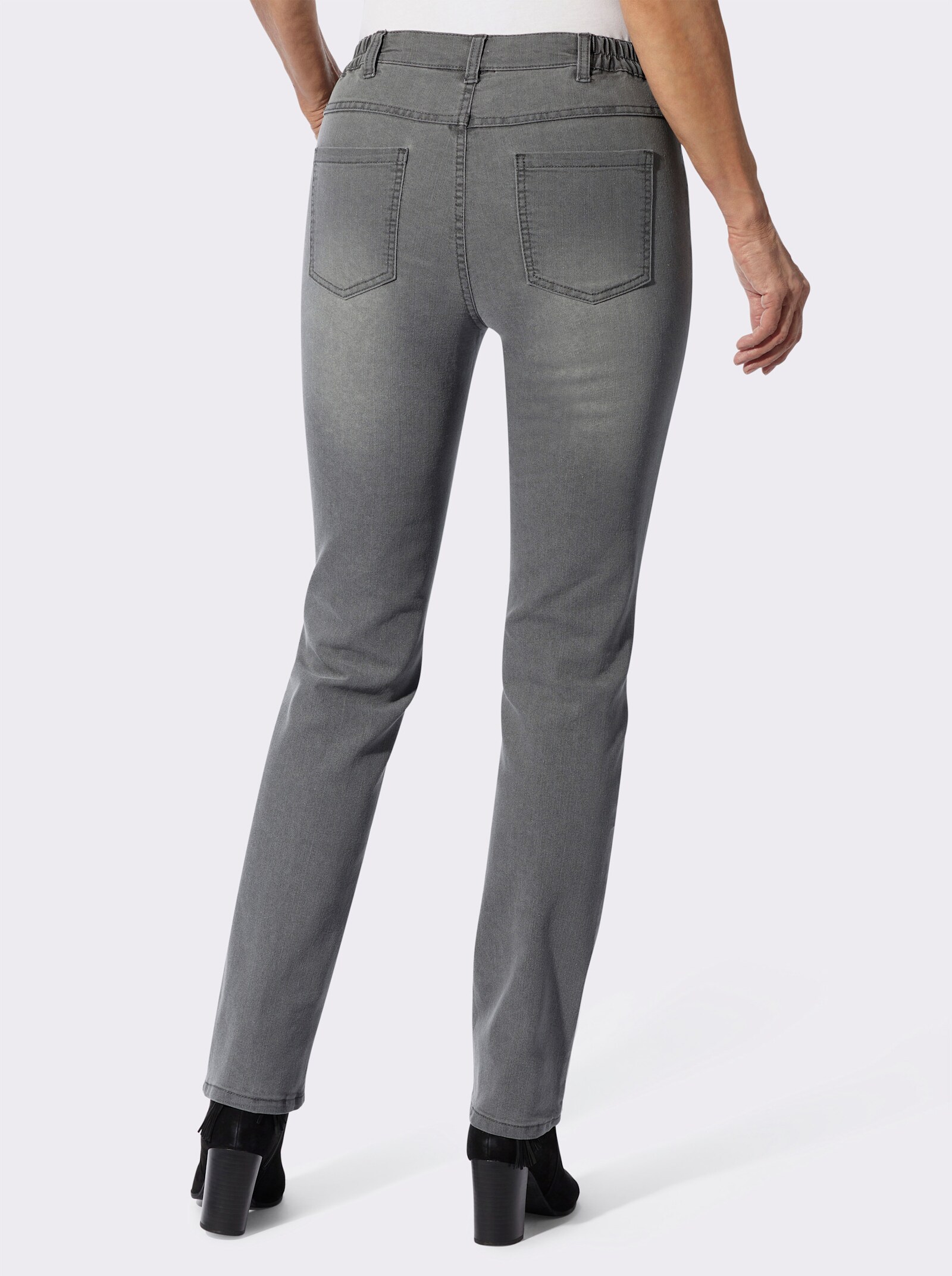 Stretch-Jeans mit ton-in-ton-farbener Stickerei - stone-grey-denim