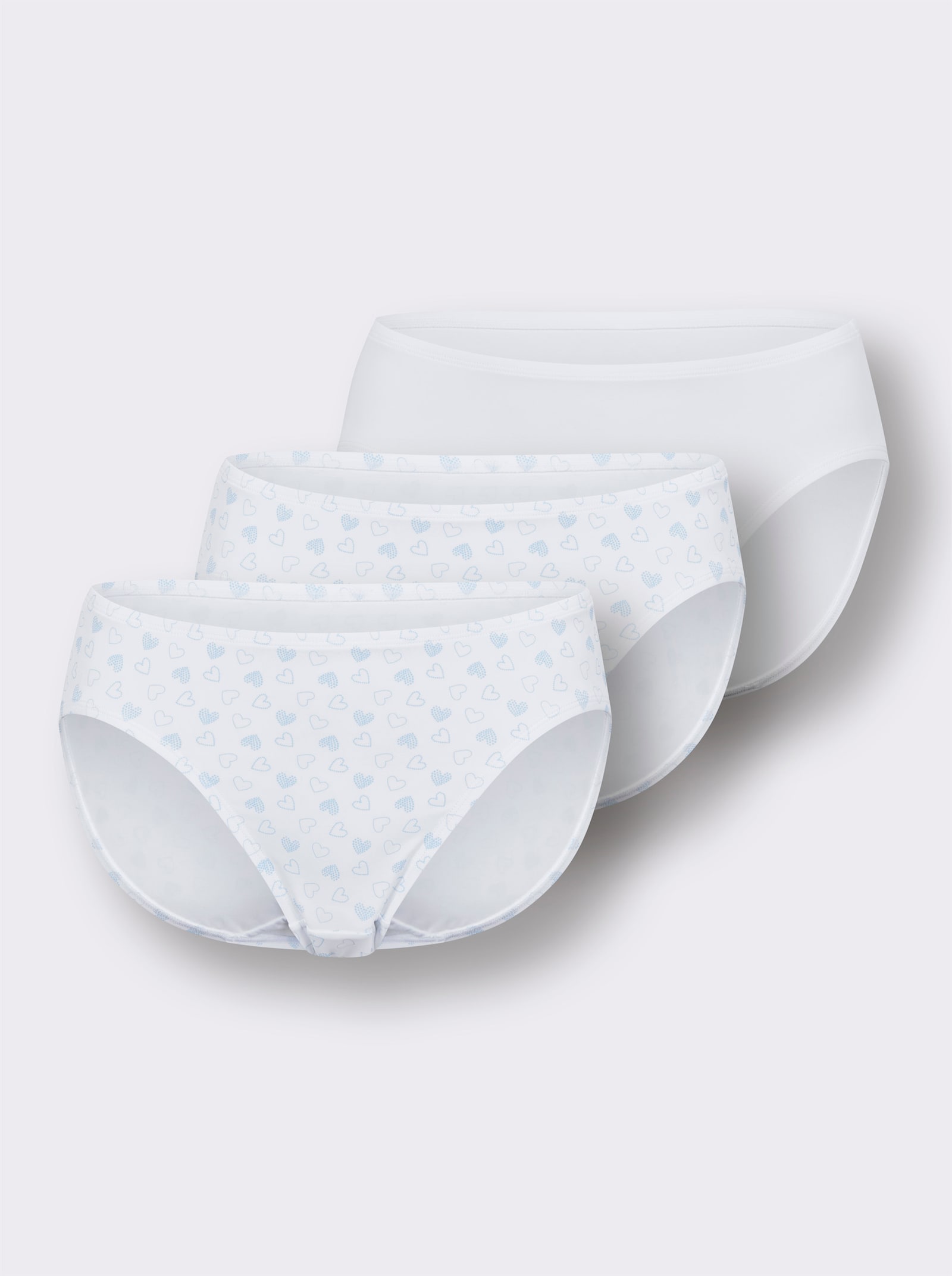 wäschepur Jazzpants in der 3-Stück-Packung - 2x weiß-mint-bedruckt + 1x weiß