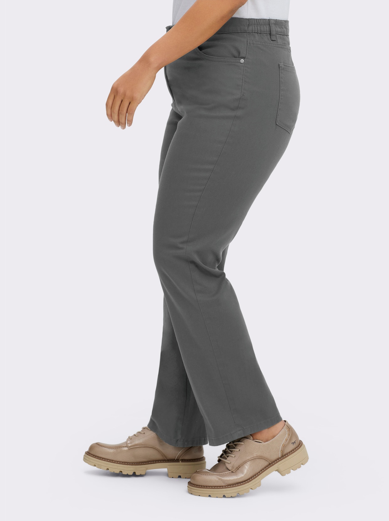 Jeans mit weitem Bein - grey denim