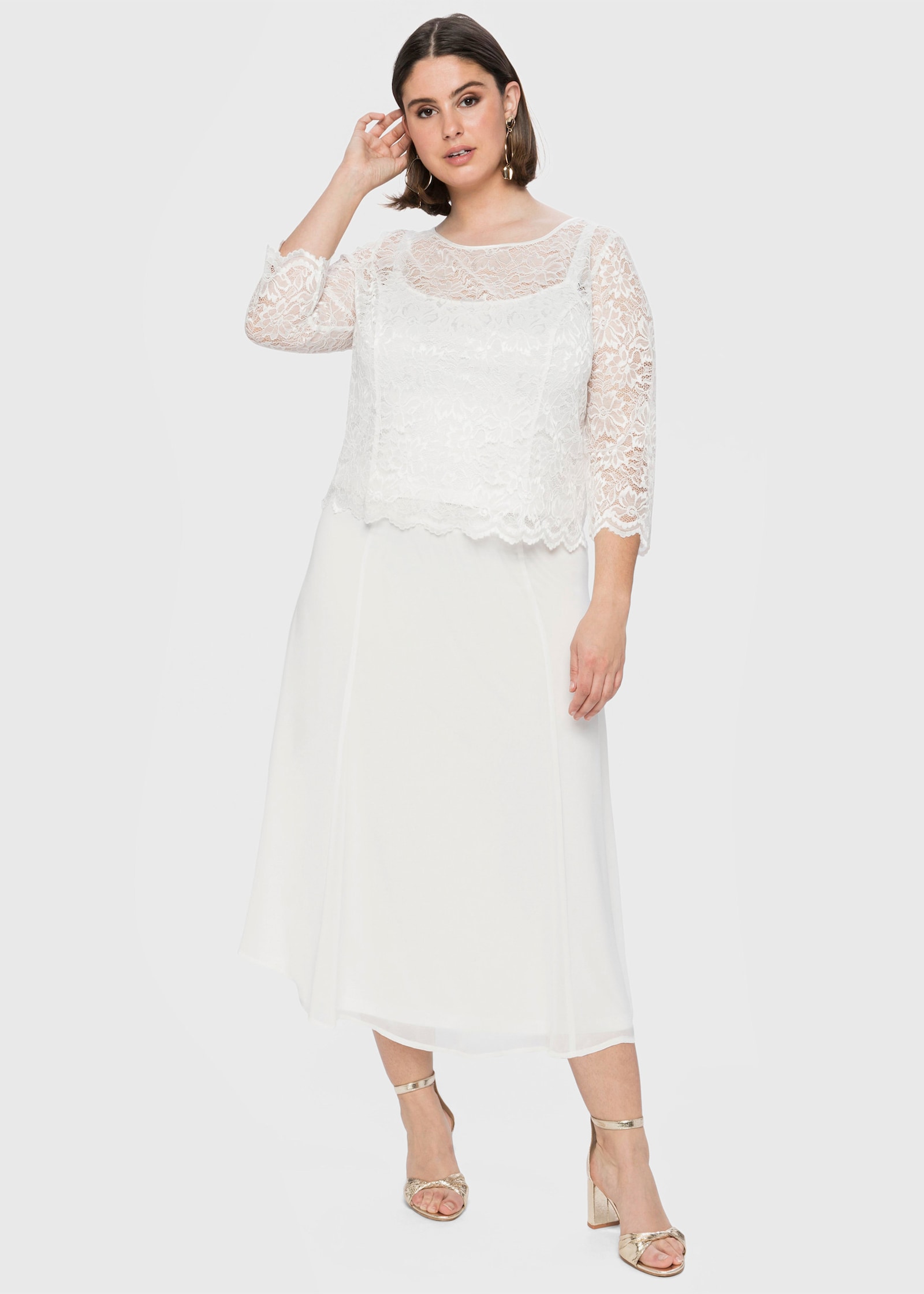 sheego Chiffonrock in leichter A-Linie - offwhite