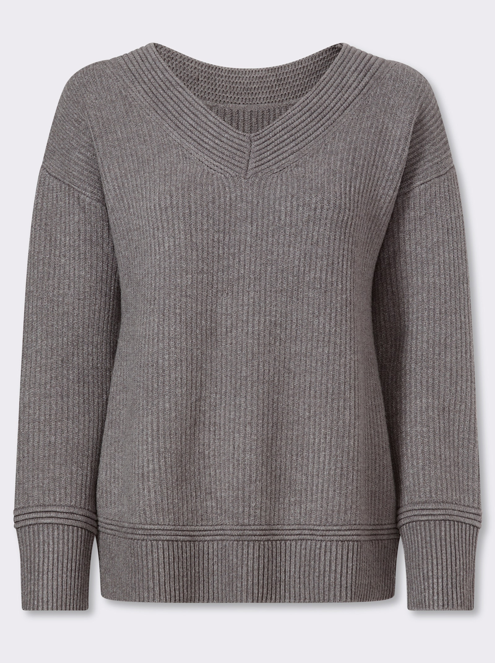 heine Pullover mit Strickmuster - grau-meliert