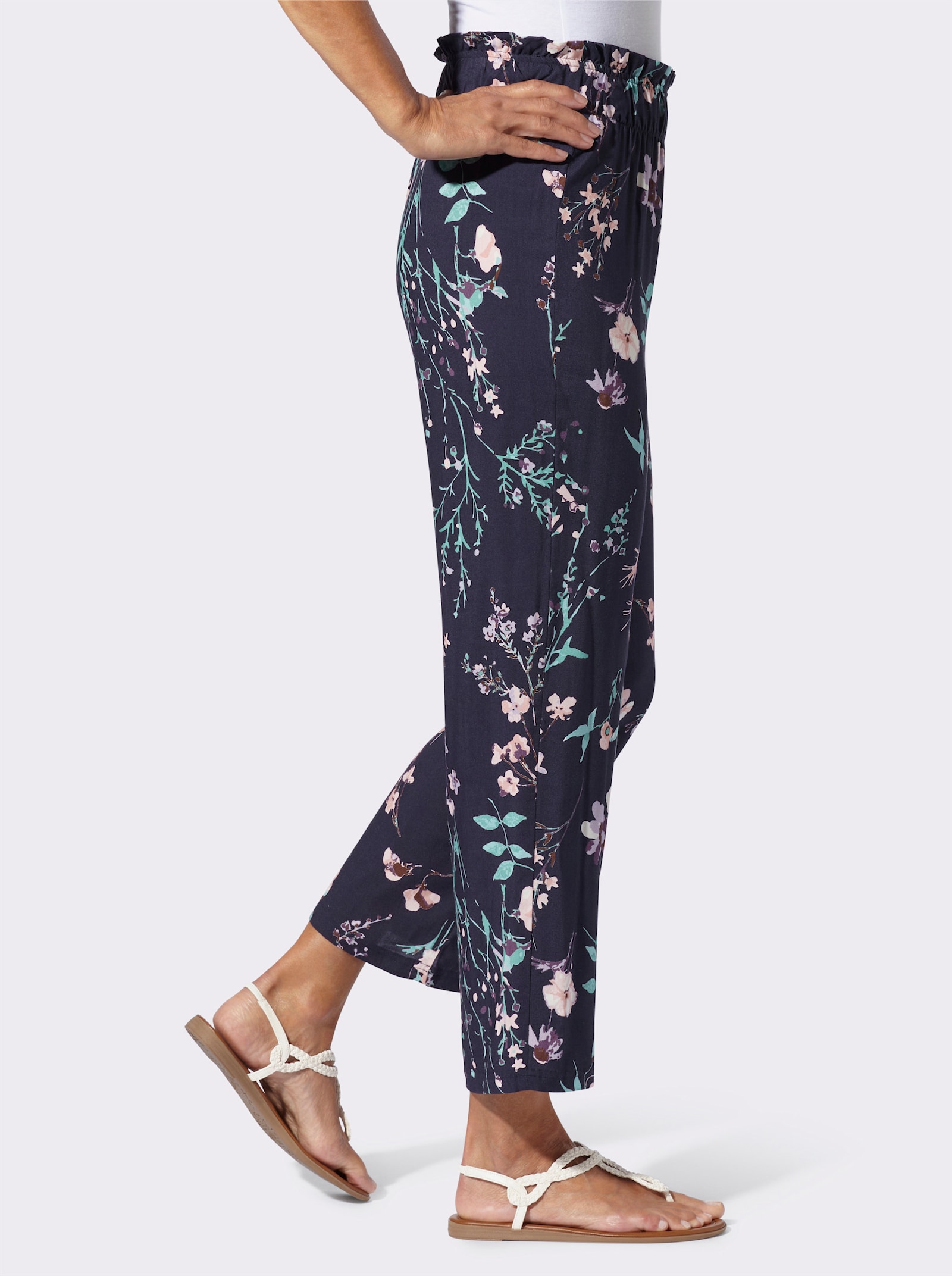 Culotte - marine/lichtroze bedrukt