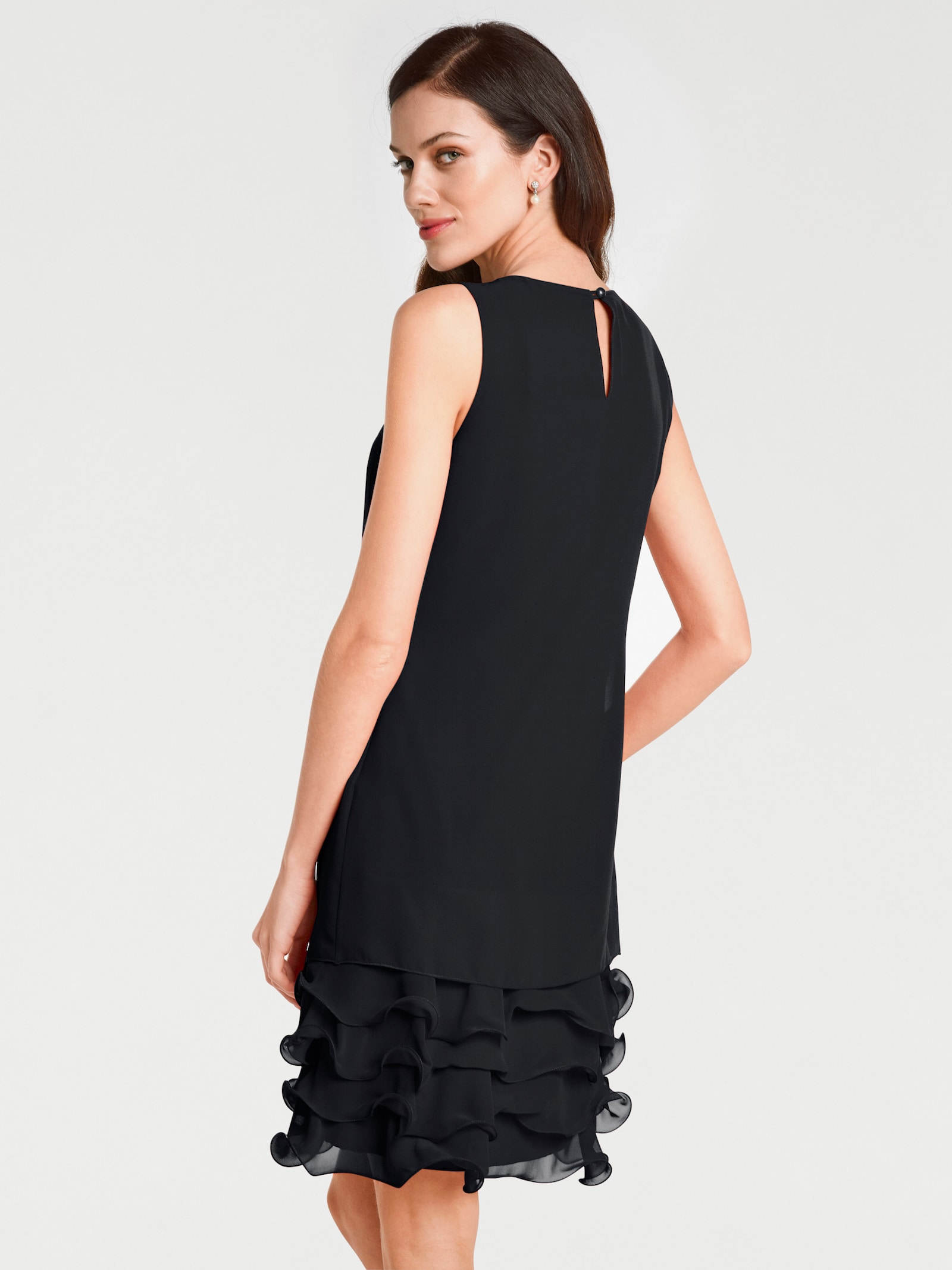 heine Cocktailjurk met ruches aan de zoom - zwart