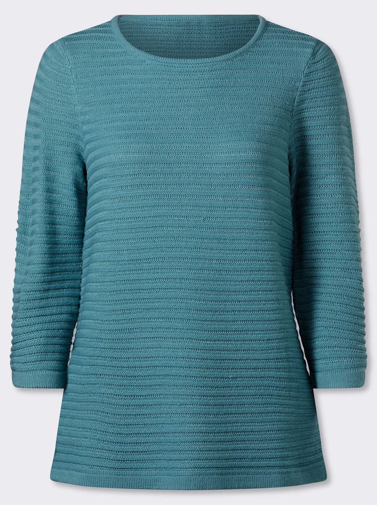 3/4 Arm-Pullover mit Struktur-Streifen - ozean