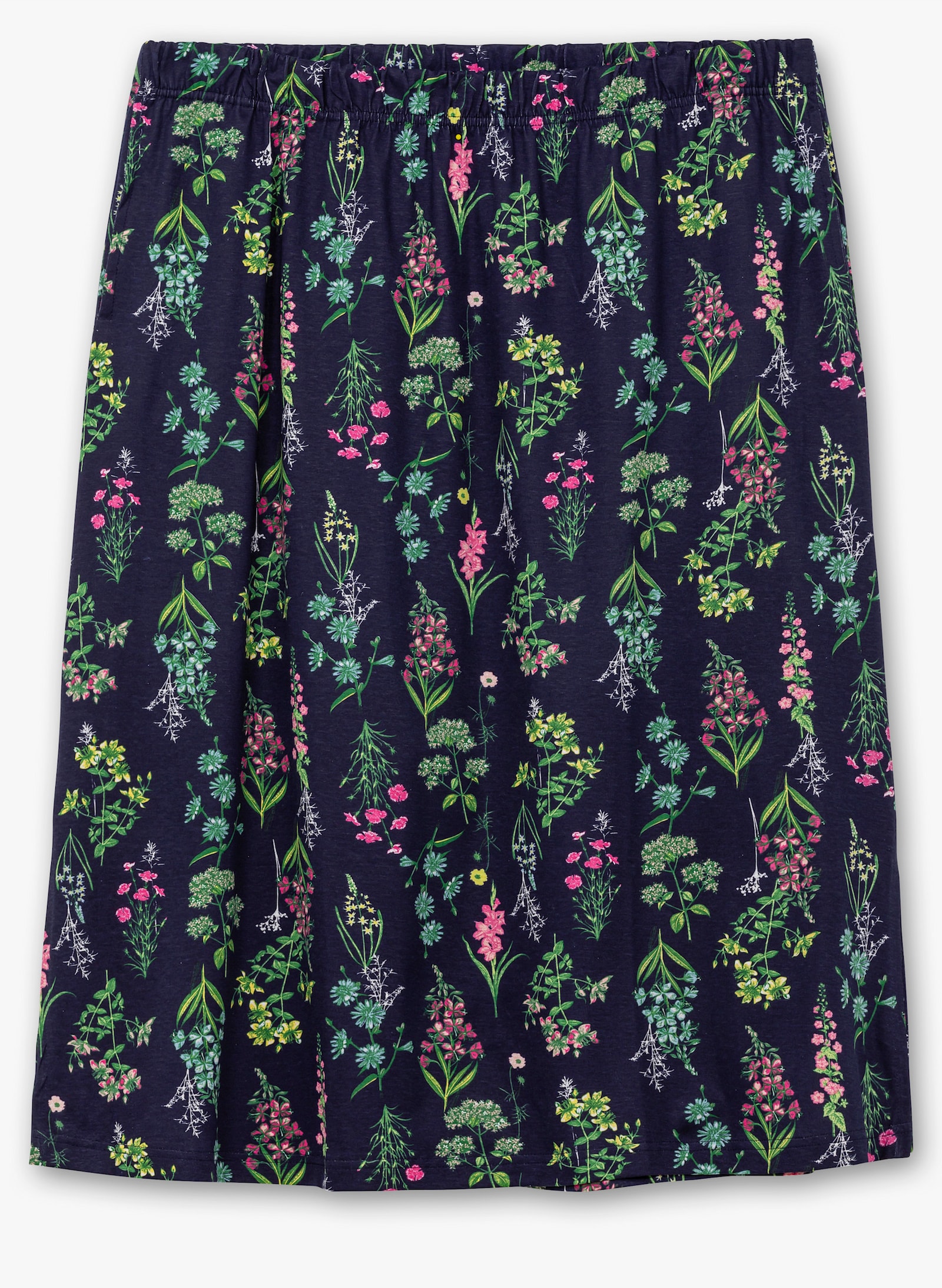 Jerseyrock mit Rundum-Dehnbund - marine-altrosa-bedruckt