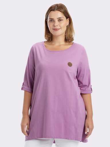 sheego Lang shirt in camouflerende A-lijn - orchidee