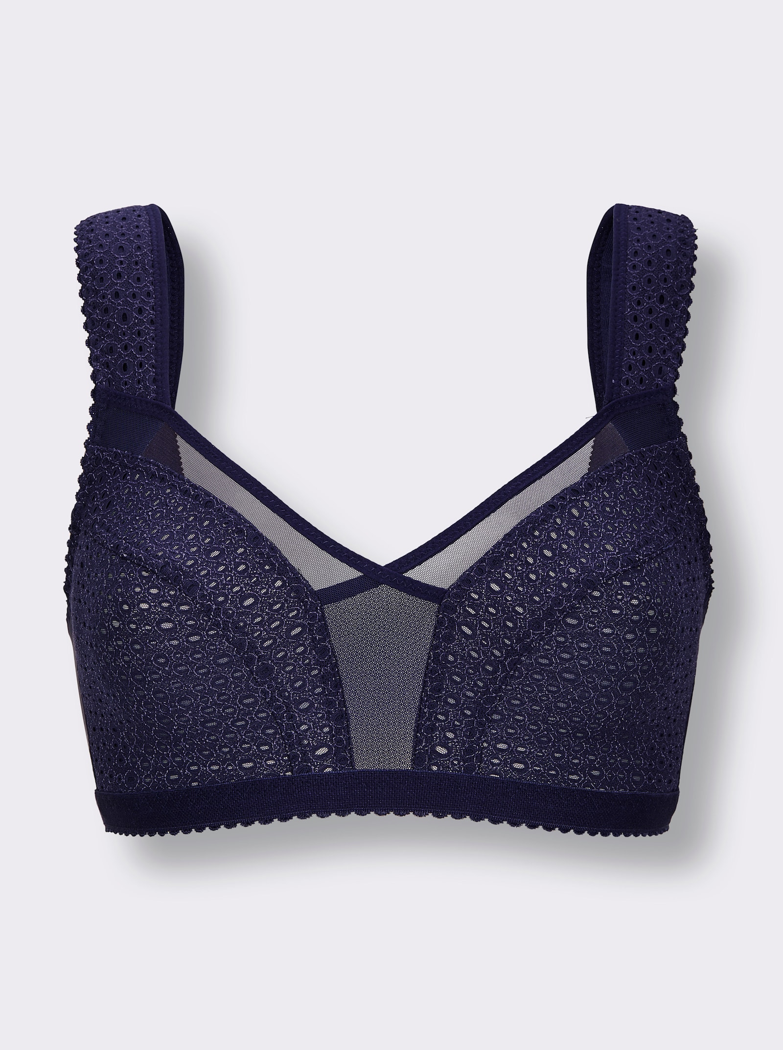 wäschepur Entlastungs-BH ohne Bügel mit Mesh-Einsatz - marine