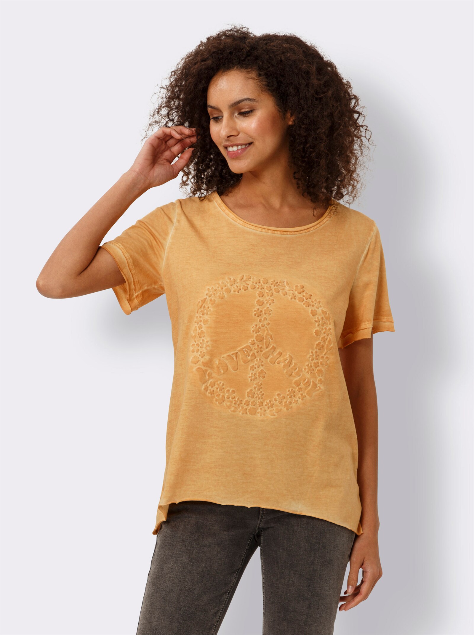 heine Shirt mit geprägtem Frontmotiv - ocker