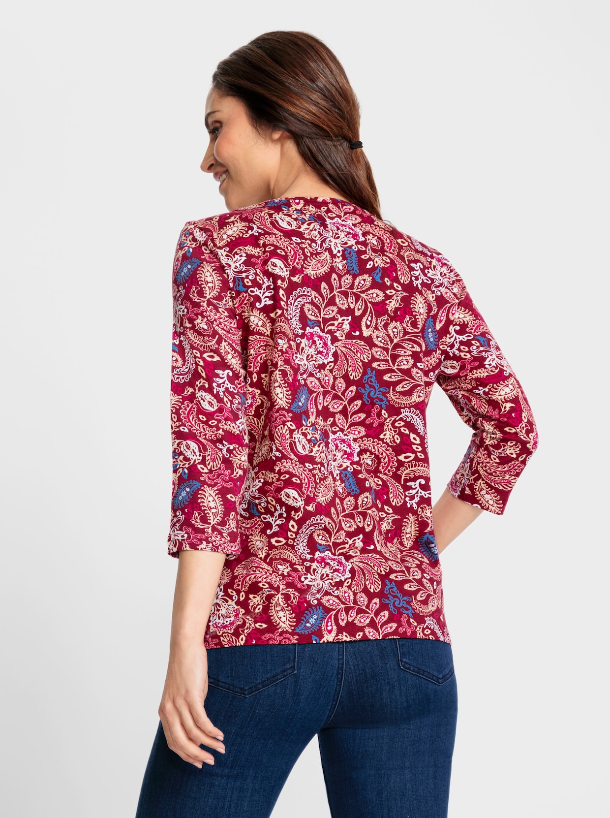 Rundhalsshirt - kirsche-vanille-gemustert
