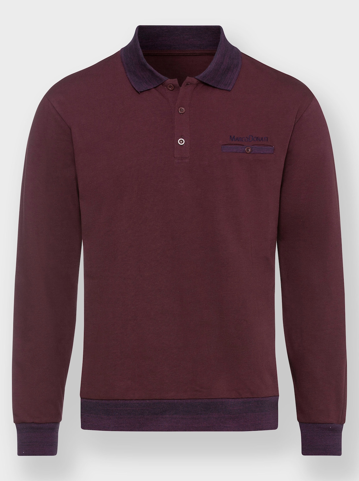 Marco Donati Langarm-Poloshirt - burgund