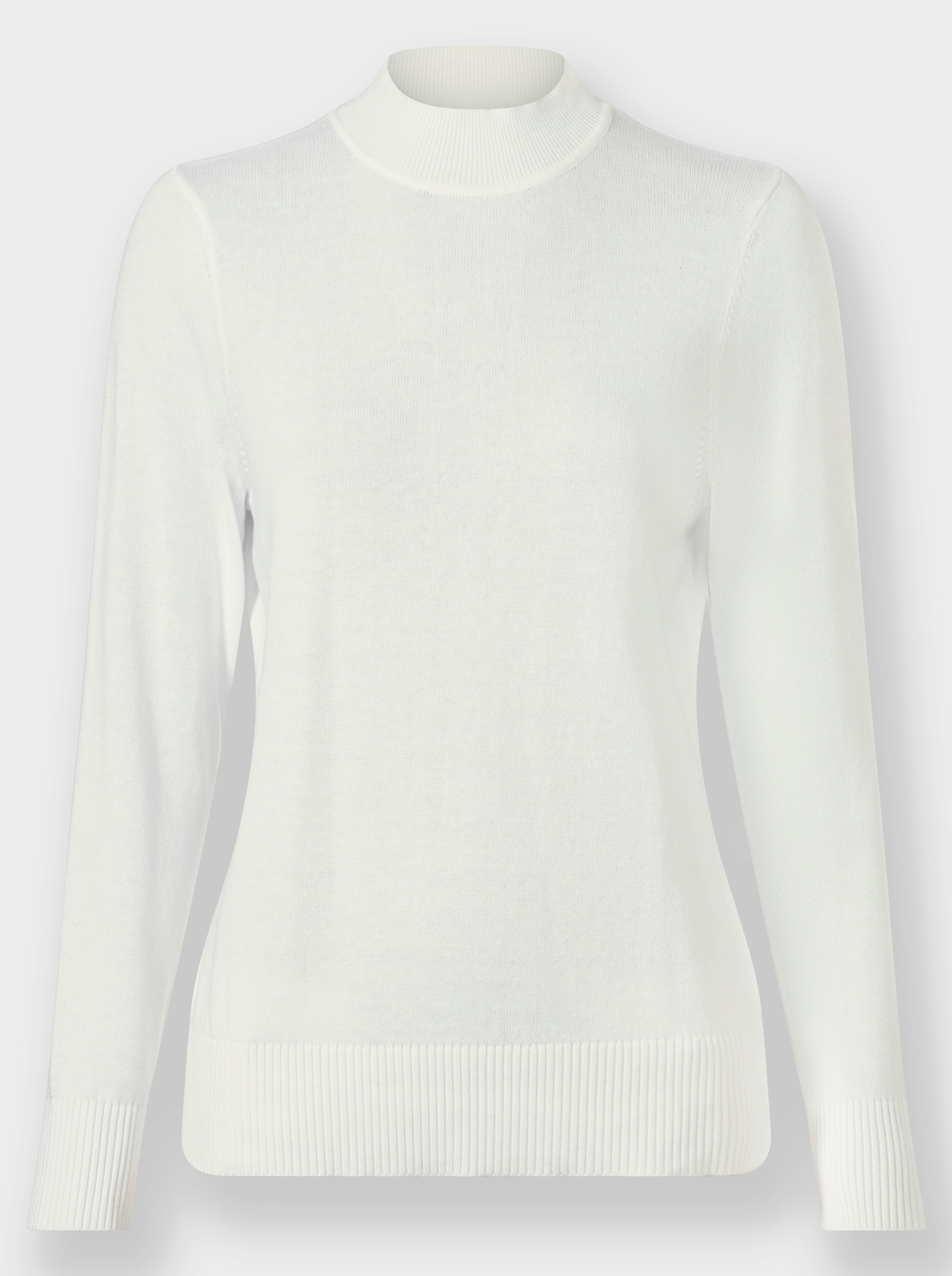 Svetr se stojáčkem s žebrovanými lemy - ecru