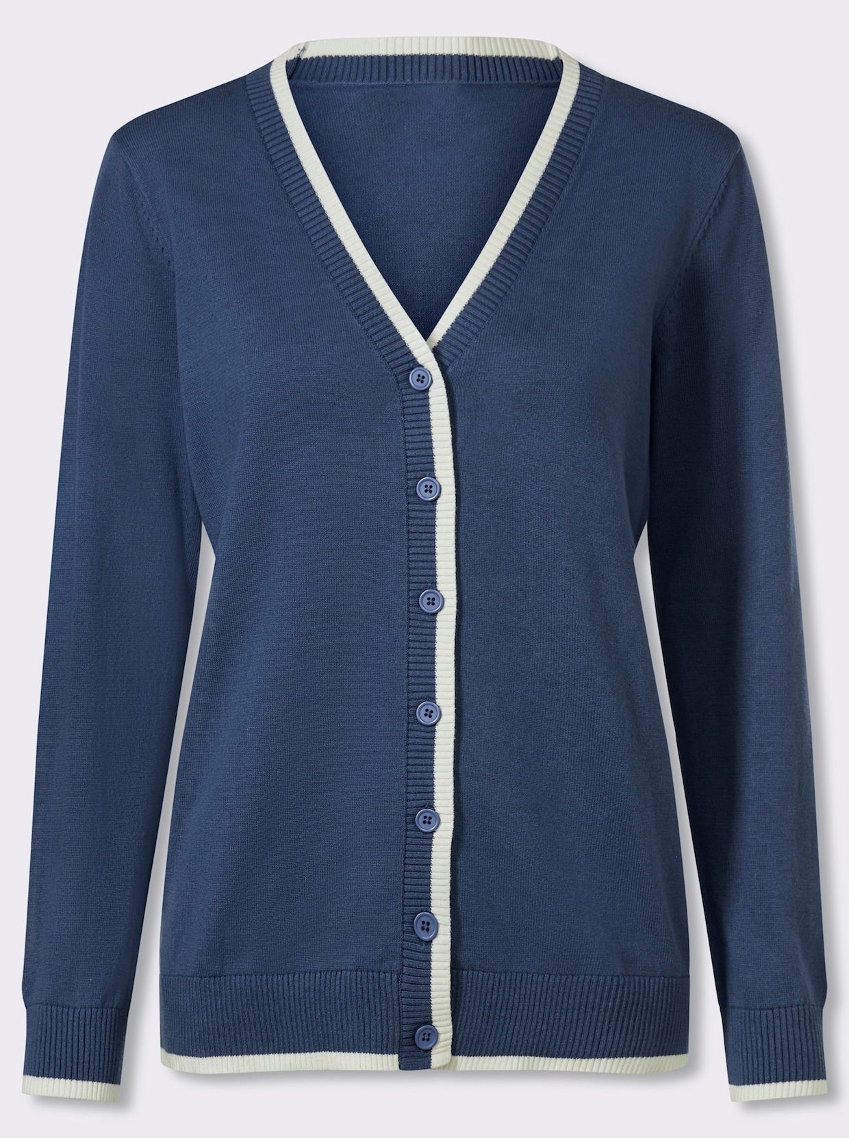 Vest van puur katoen - jeansblauw/ecru