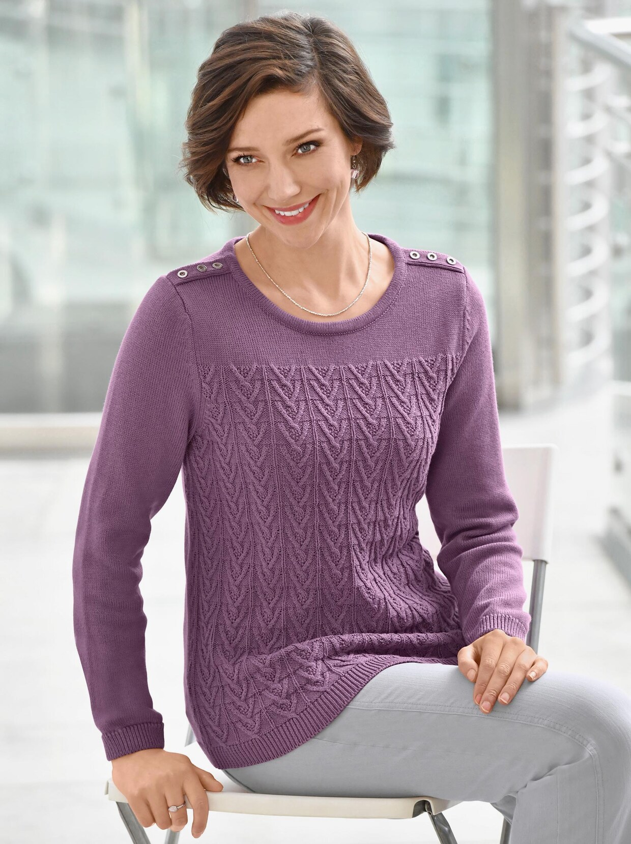 Rundhalspullover - violett