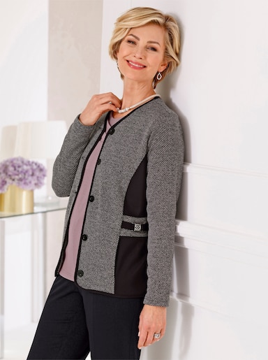 Shirtjacke - mauve-schwarz-gemustert