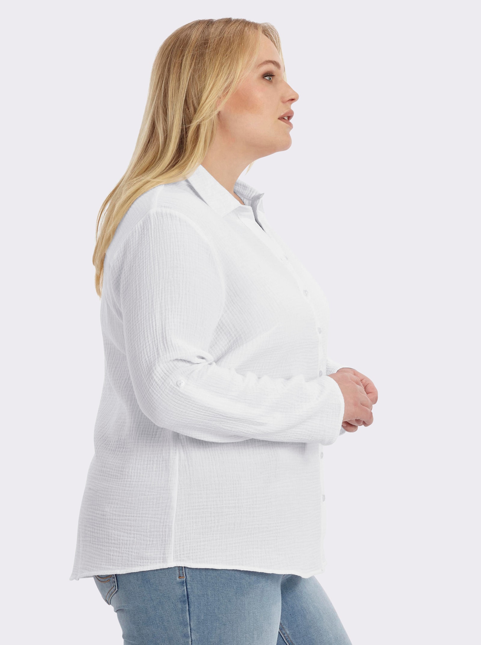 Hemdbluse mit Reverskragen - weiß