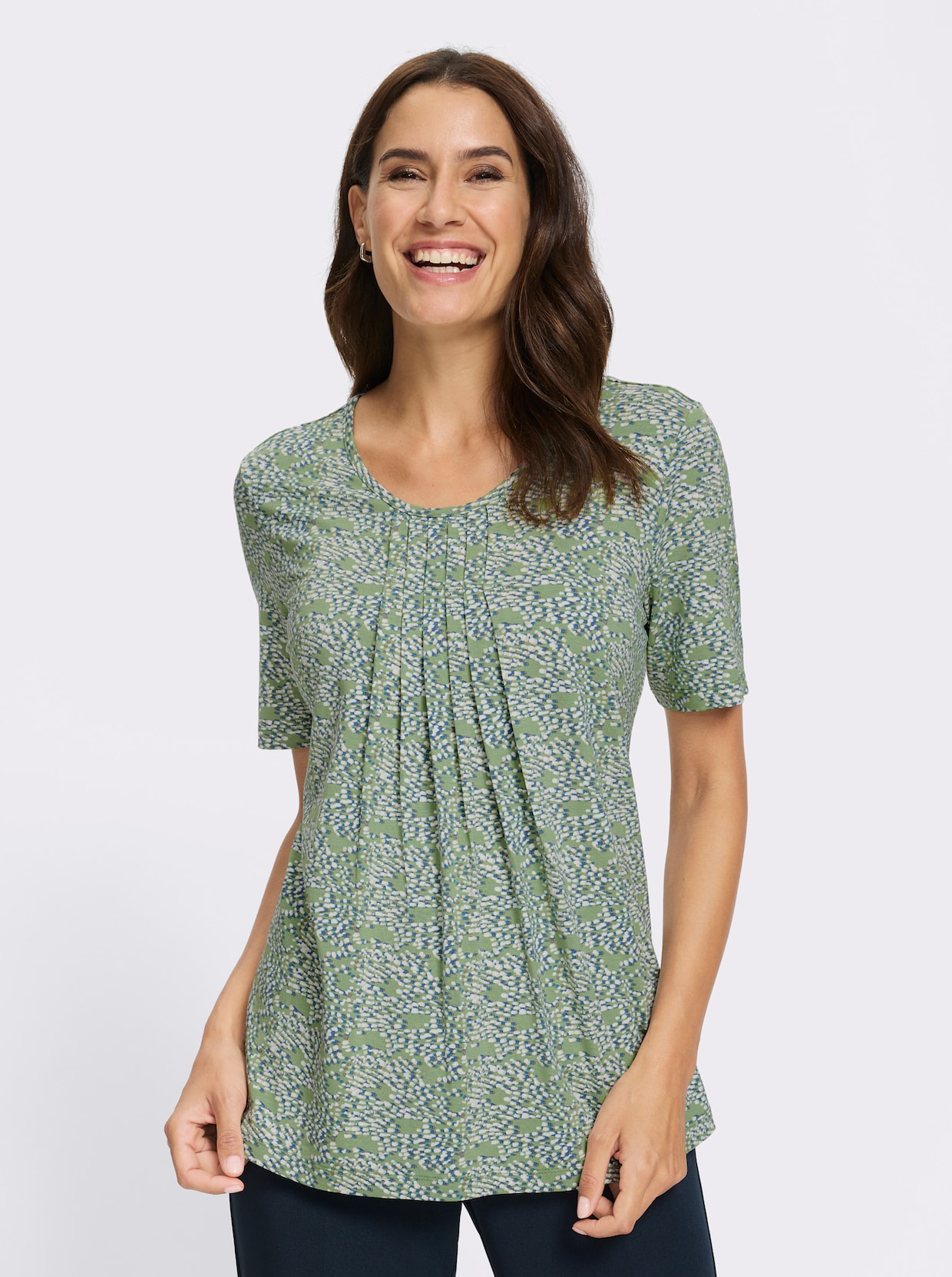 Print-Shirt - eucalyptus-grau-bedruckt