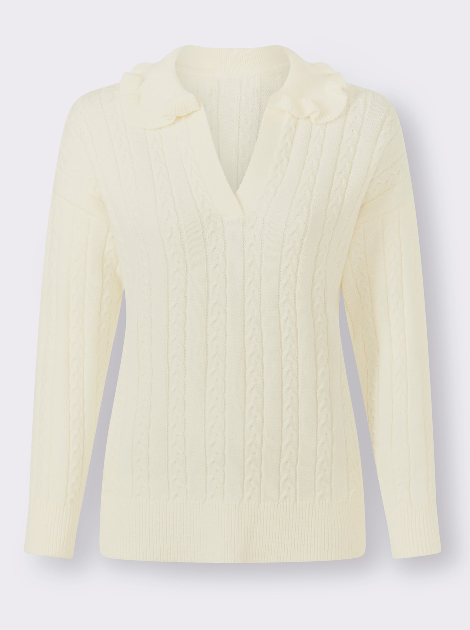 heine Langarm-Pullover mit Zopfmuster - champagner