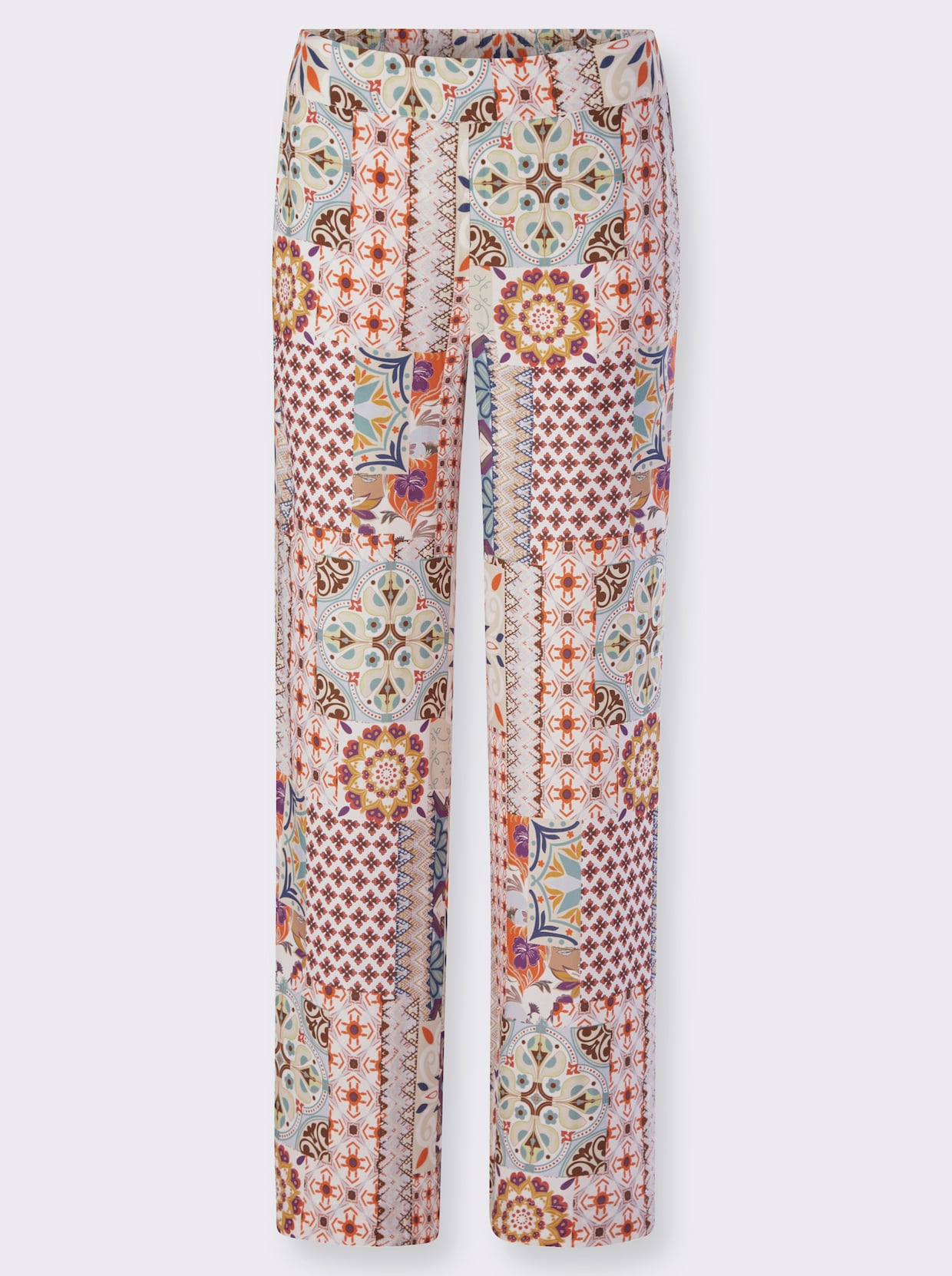 heine Druckhose - terra-lila-bedruckt