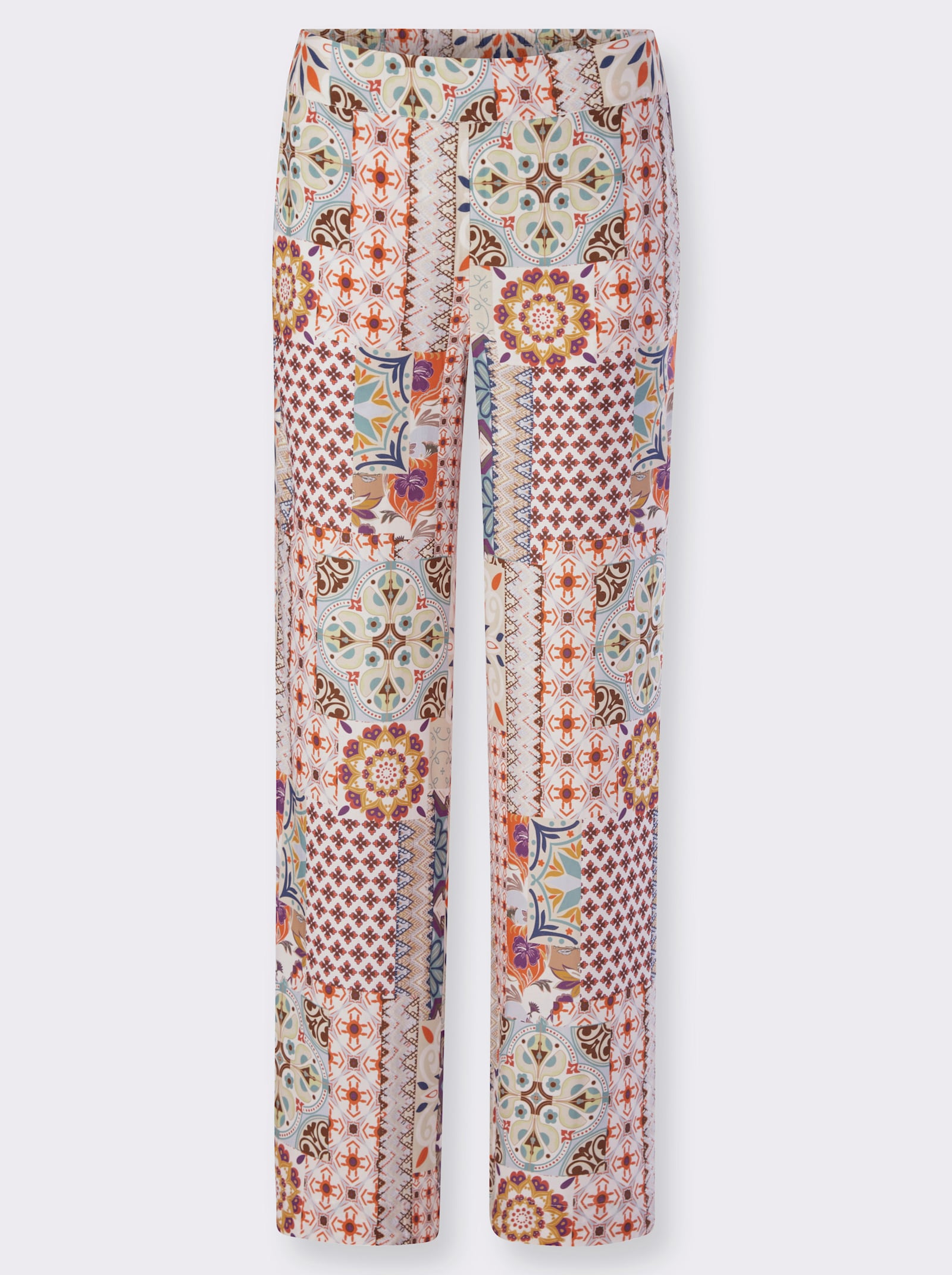 heine Druckhose in Patch-Optik - terra-lila-bedruckt