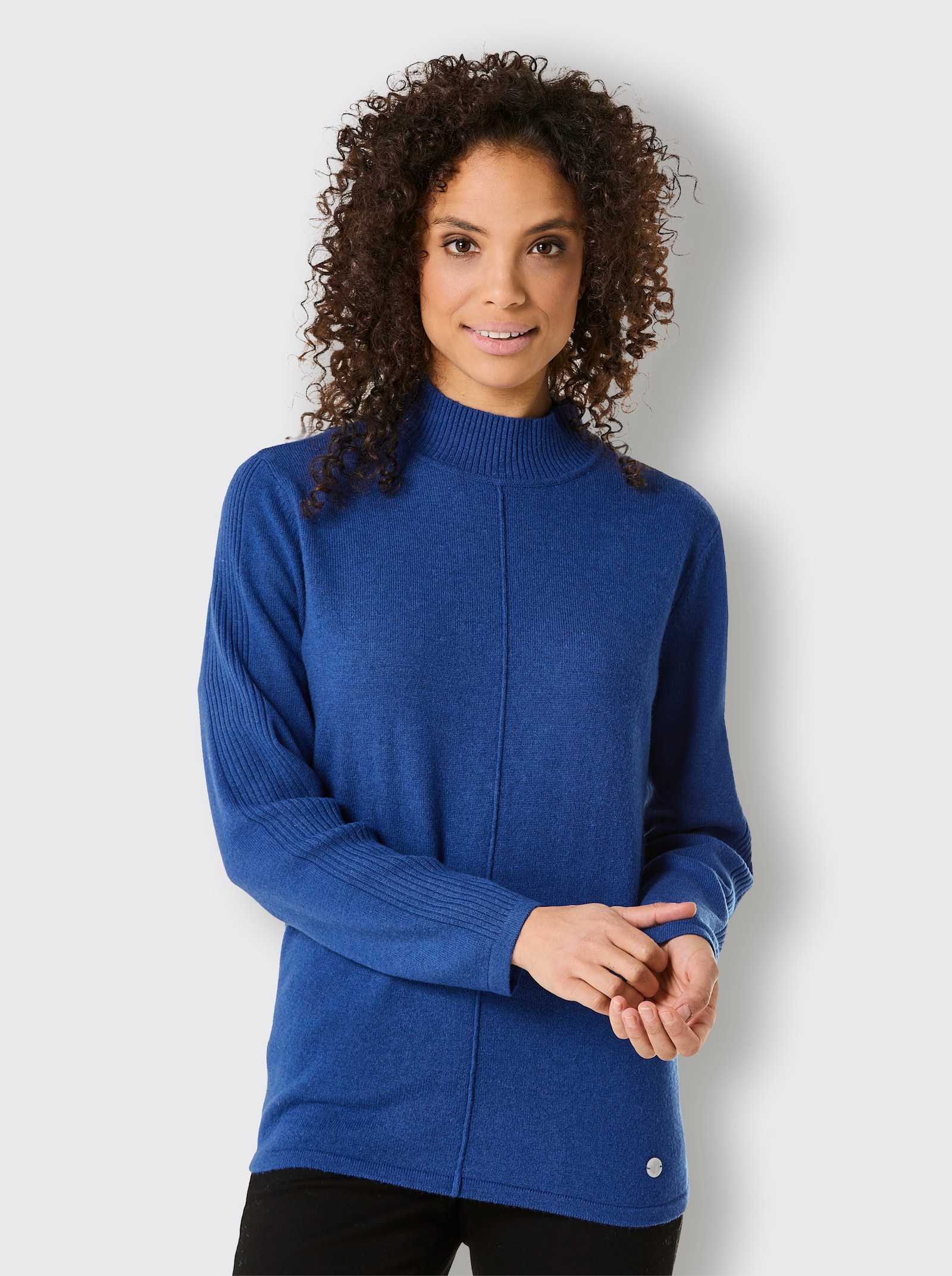CREATION L PREMIUM Stehkragenpullover mit Kaschmir - royalblau