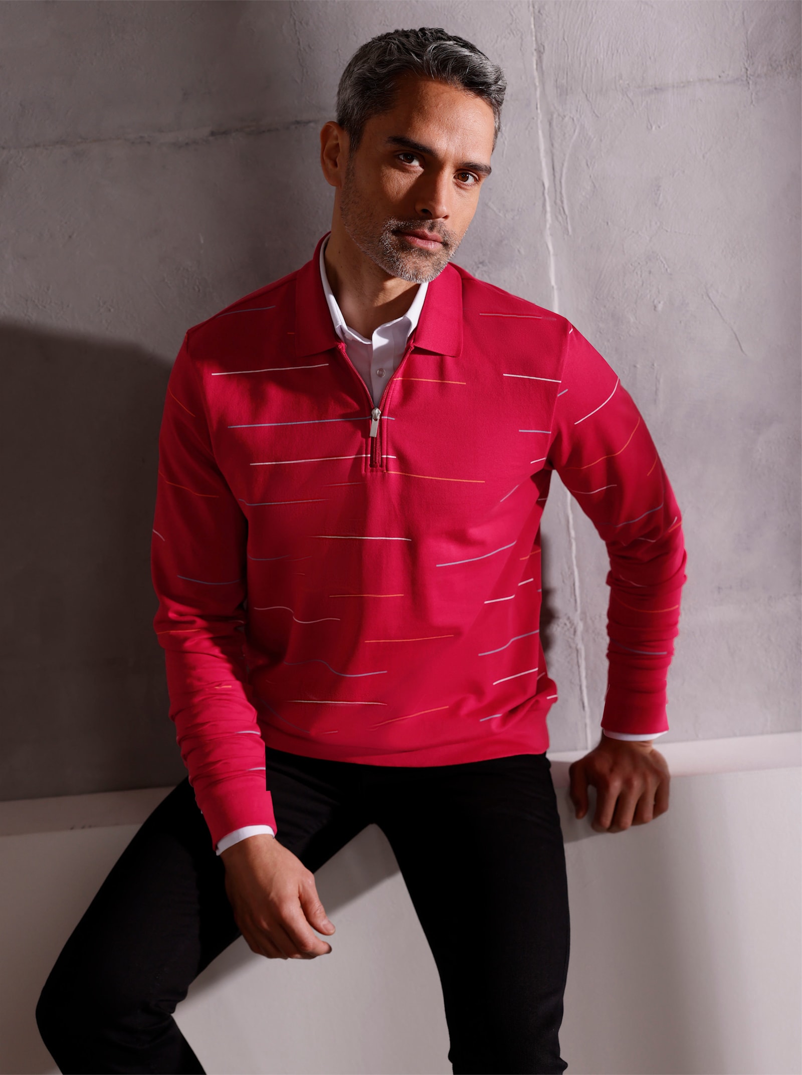 Sweatshirt in streepjeslook - rood geprint