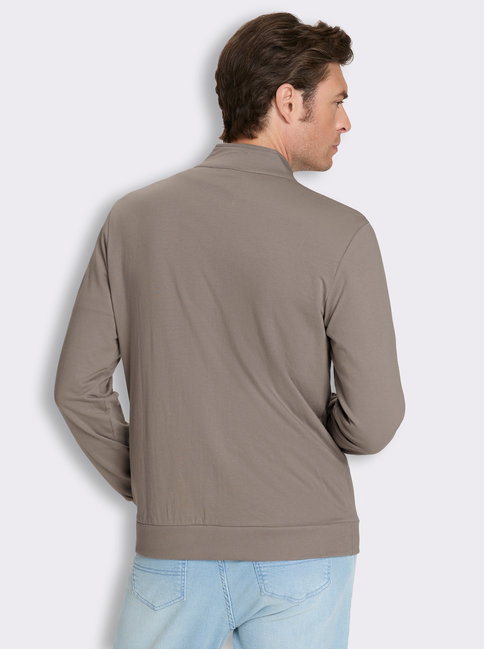 Shirtjacke mit Prints - taupe