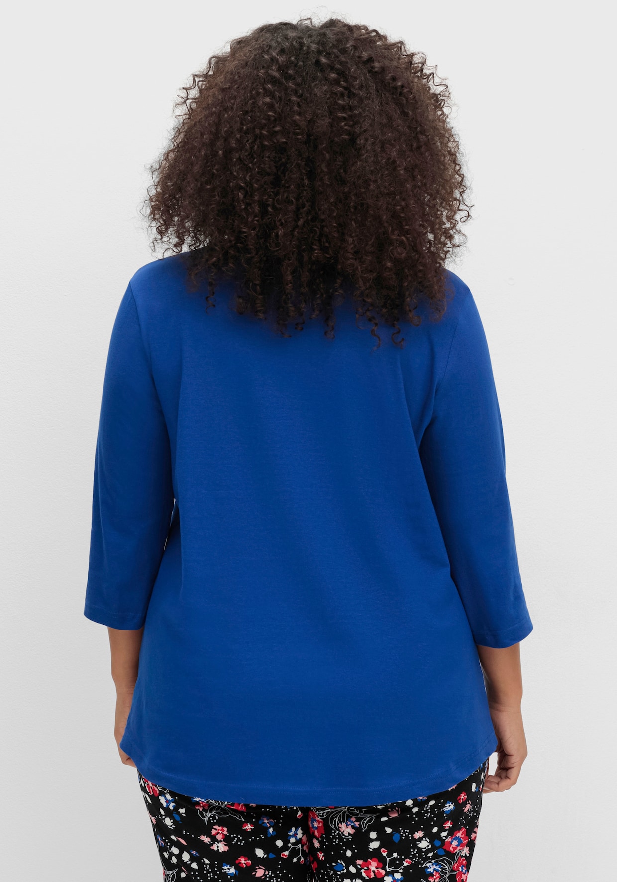 Longshirt - royalblau + pink