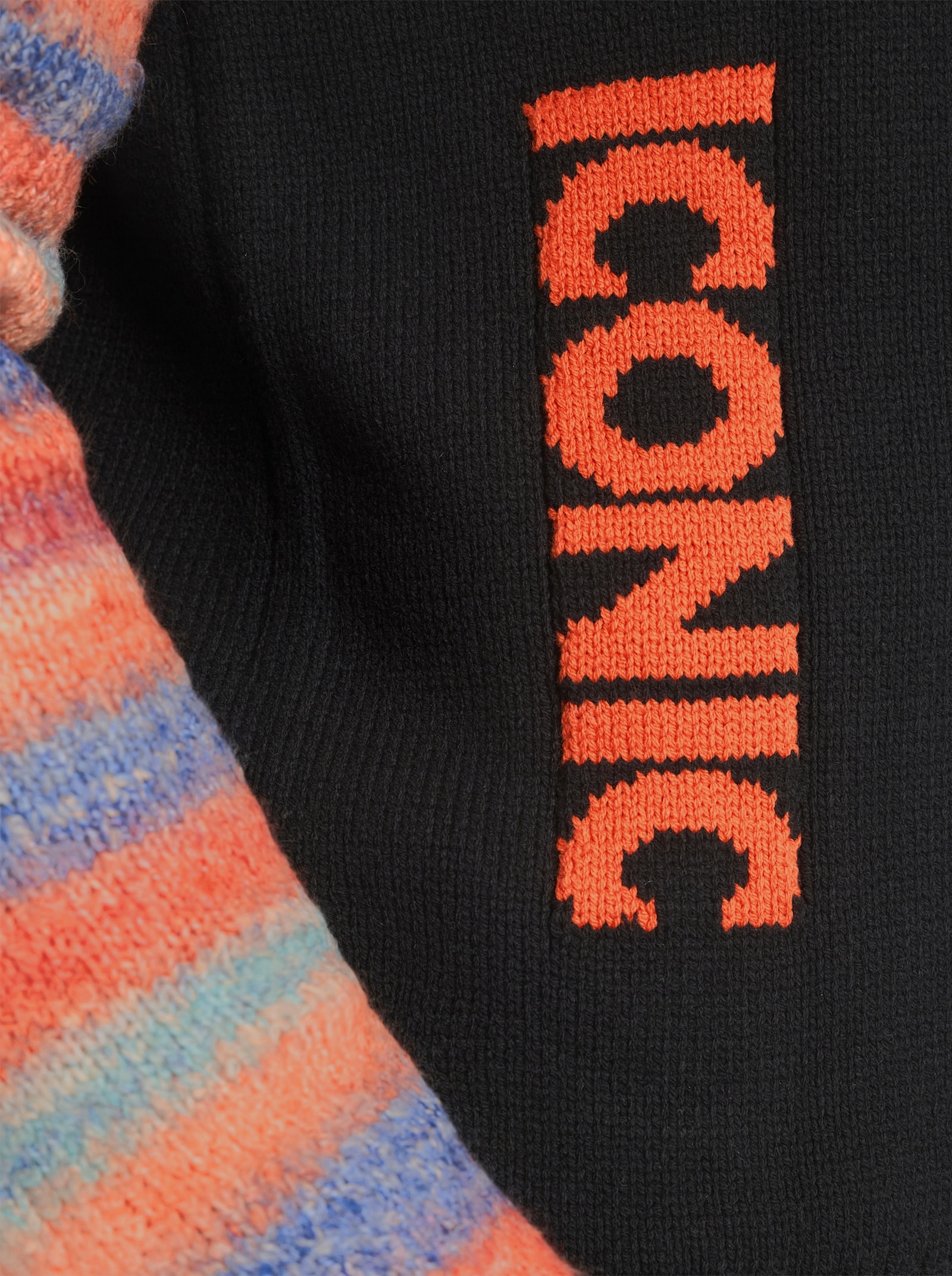 Marco Donati Strickjacke mit kontrastfarbenem Schriftzug - schwarz-hummer-gemustert