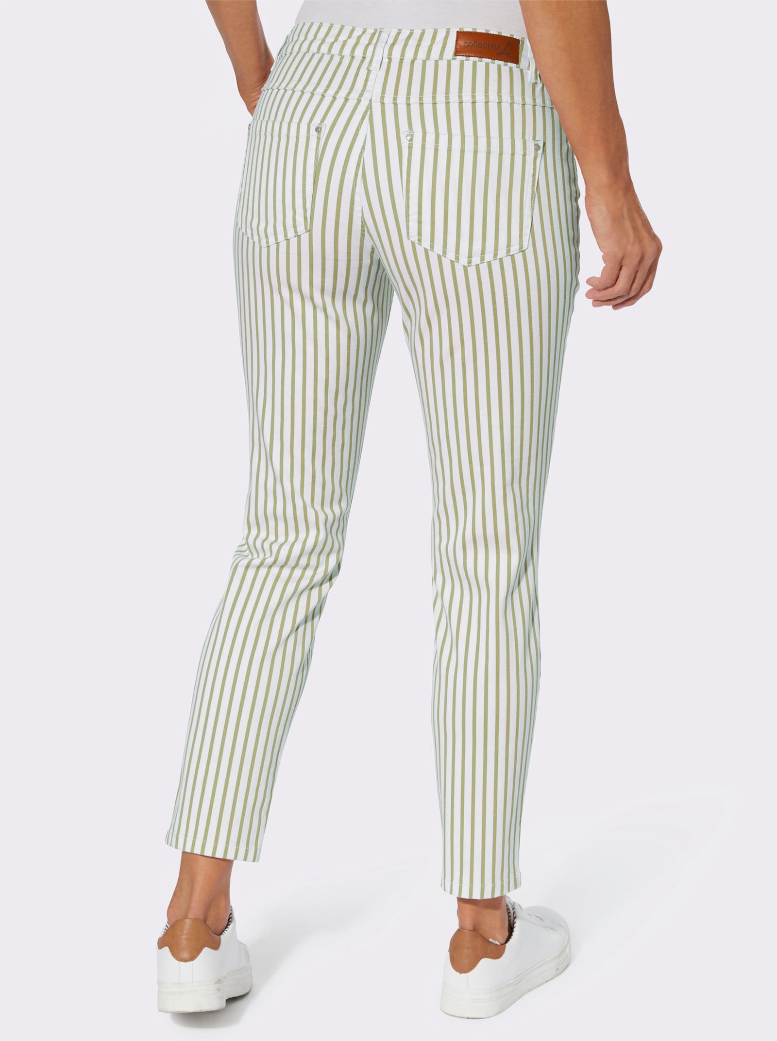 Hose in knöchelfreier Länge - schilf-ecru-gestreift
