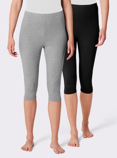 feel good Capri-Leggings - schwarz + grau-meliert