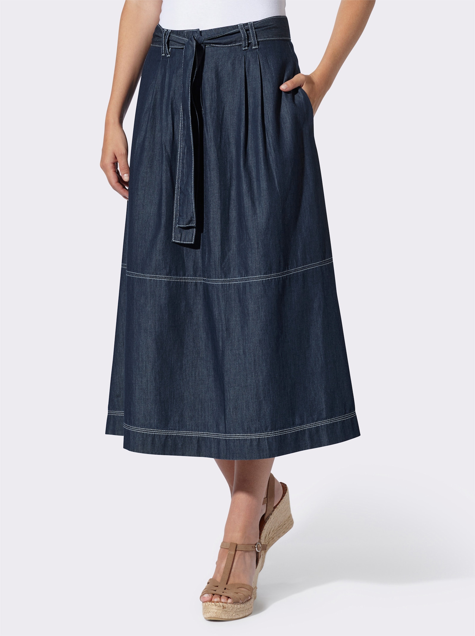 heine Jeansrock mit Kontrastnähten - blue-stone-washed